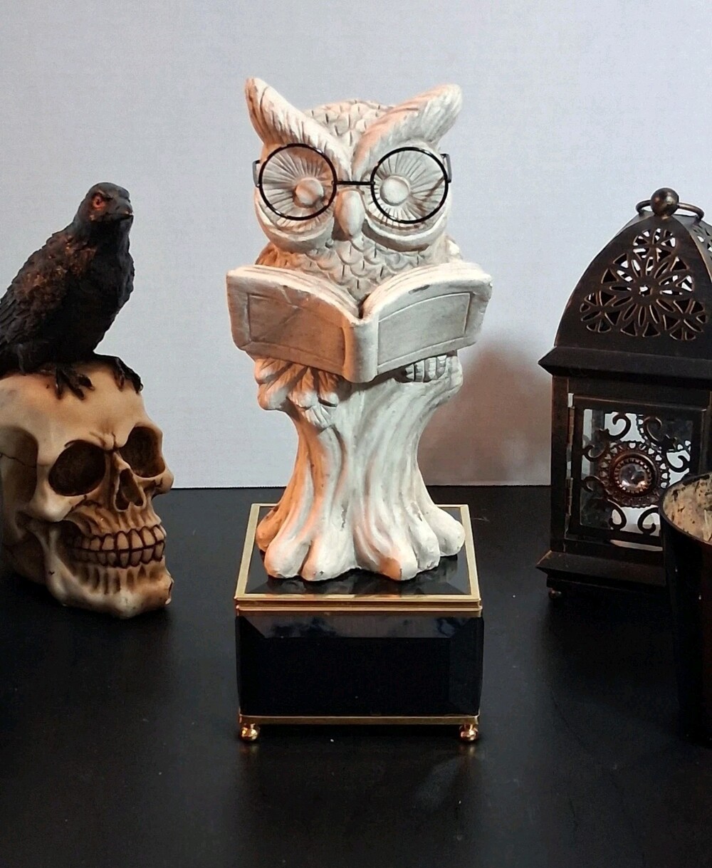 "For Living" Brand Wise Owl Statue Figure w/glasses & Reading; Figure/Statue